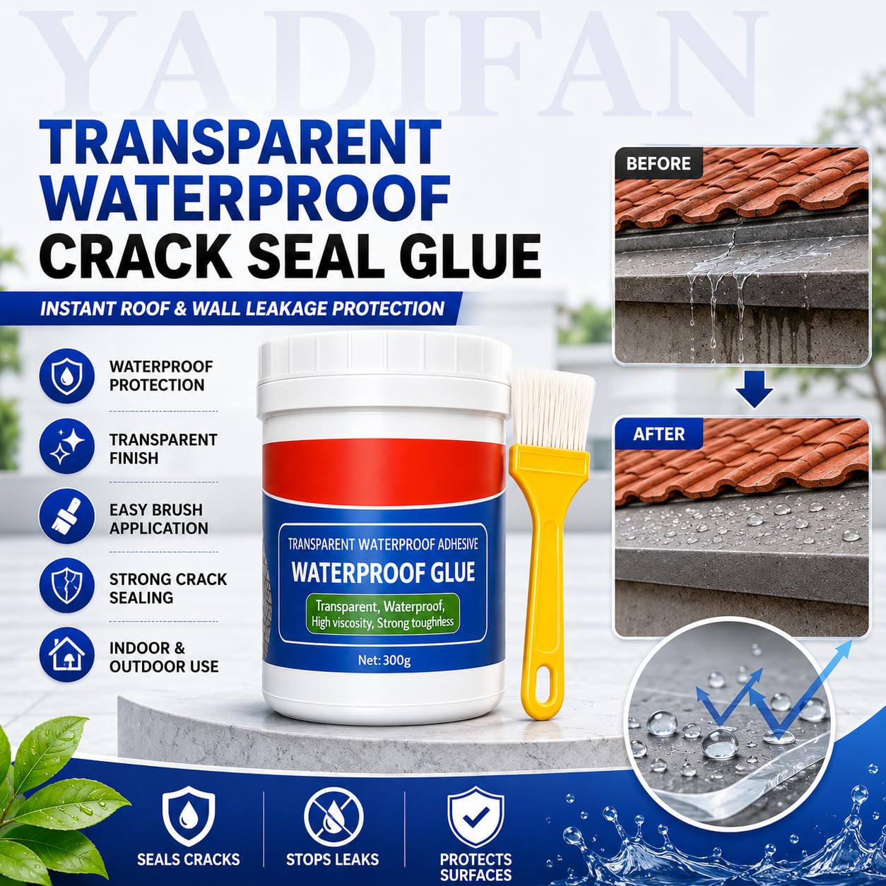 Crack Seal Waterproof Glue Resin Epoxy For Roof Leakage(Pack of 2)